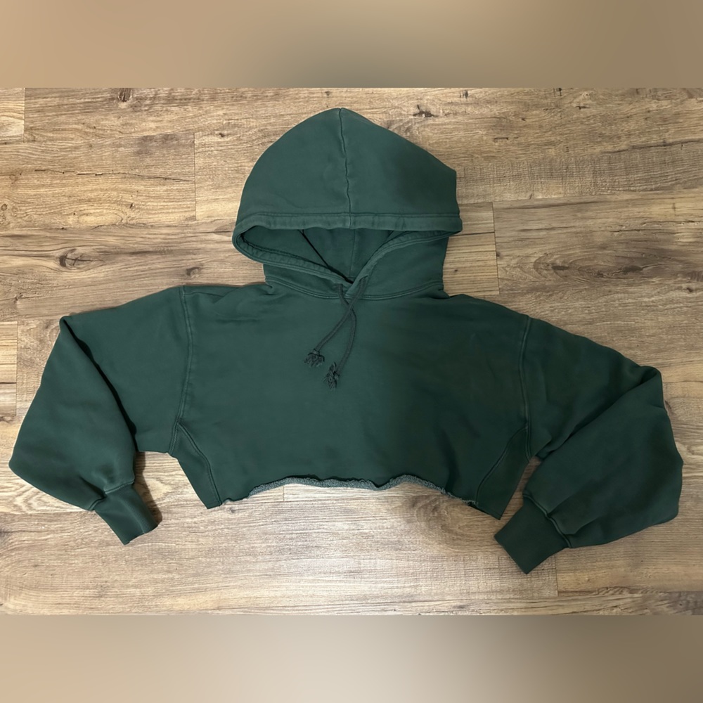 Green Cropped Hoodie Sweater